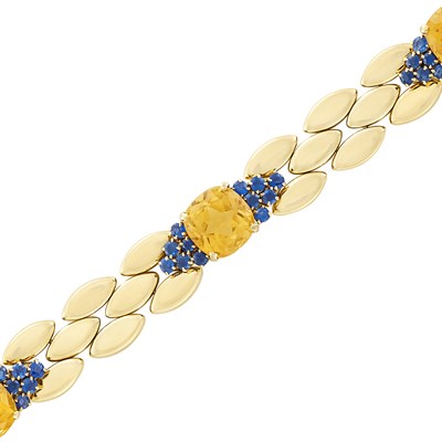 Lot 41 - Gold, Citrine and Sapphire Bracelet