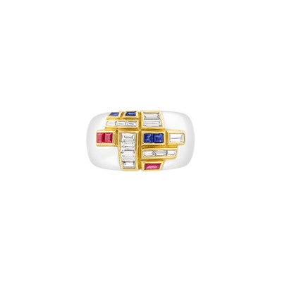 Lot 263 - Platinum, Gold, Diamond, Ruby and Sapphire Ring