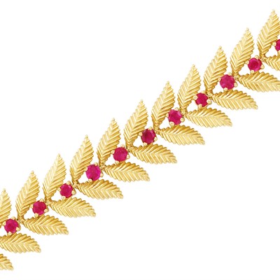Lot 311 - Gold and Ruby Bracelet