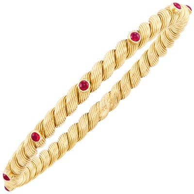 Lot 439 - Gold and Ruby Bangle Bracelet, Van Cleef & Arpels, France