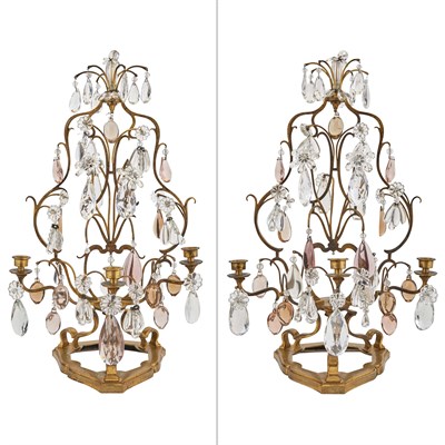 Lot 112 - Pair of Louis XV Style Cut Clear and Colored...