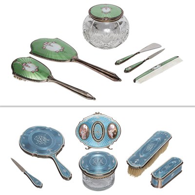 Lot 129 - Swiss Blue, Pink and White Guilloché Enameled...