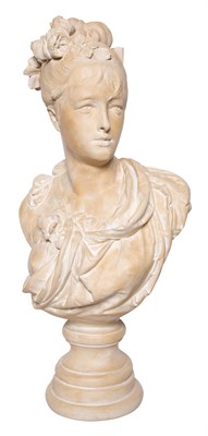 Lot 142 - Tinted Plaster Bust of a French Aristocratic...