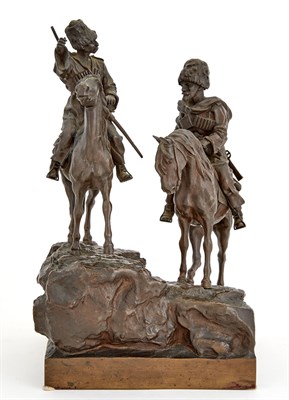 Lot 171 - Russian Bronze Group of Two Caucasian Horsemen...