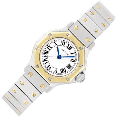 Lot 380 - Stainless Steel and Gold 'Santos' Wristwatch, Cartier