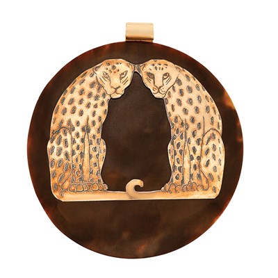 Lot 31 - Tortoise Shell and Rose Gold Panther Pendant, Celia Sebiri