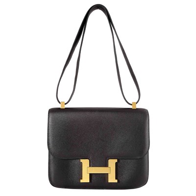 Lot 633 - Noir Black Leather 'Epsom Constance 24' Bag, Hermès