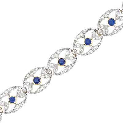 Lot 415 - Platinum-Topped Gold, Sapphire and Diamond Bracelet, Black Starr & Frost