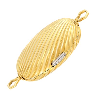 Lot 69 - Two-Color Gold and Diamond Pill Box, Bulgari