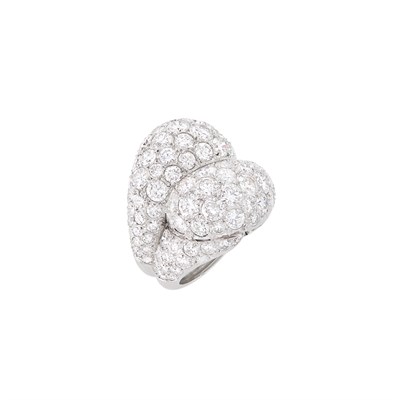 Lot 471 - Platinum and Diamond Double Boule Ring