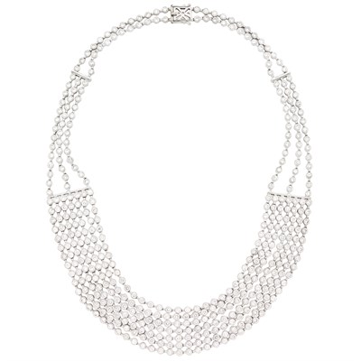 Lot 409 - Multistrand White Gold and Diamond Necklace