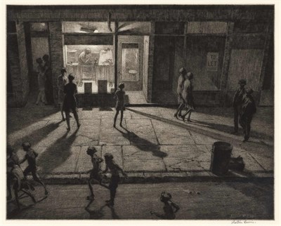 Lot 138 - Martin Lewis SPRING NIGHT, GREENWICH VILLAGE...