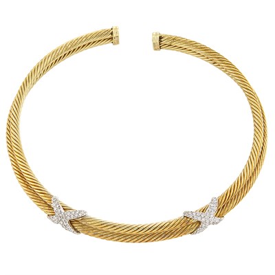 Lot 452 - Double Strand Two-Color Gold and Diamond Collar Necklace, David Yurman