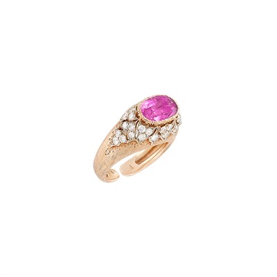 Lot 236 - Two-Color Gold, Pink Sapphire and Diamond Ring, Buccellati