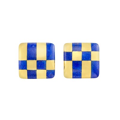 Lot 33 - Pair of Gold and Lapis Earrings, Tiffany & Co.