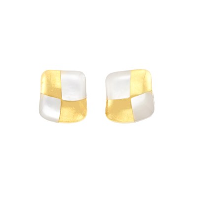 Lot 1 - Pair of Gold and Mother-of-Pearl Earrings, Angela Cummings