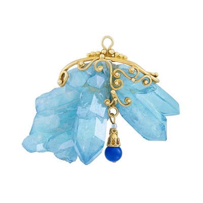 Lot 104 - Metal, Aquamarine Crystal and Lapis Lazuli Pendant