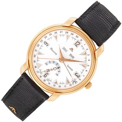 Lot 527 - Gentleman's Gold 'Automatik Calendar' Wristwatch, Maurice Lacroix