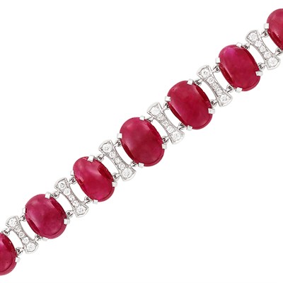 Lot 385 - Platinum, Ruby and Diamond Bracelet
