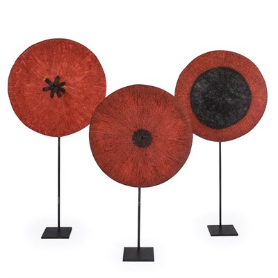 Lot 347 - Group of Three Zulu Ceremonial Fiber Hats with...