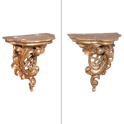 Lot 133 - Pair of Louis XV Style Giltwood Brackets...