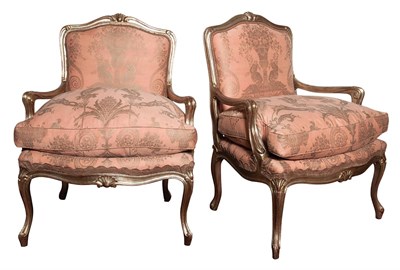 Lot 144 - Pair of Louis XV Style Silver Leafed...