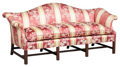 Lot 346 - Georgian Style Mahogany Camel Back Upholstered...