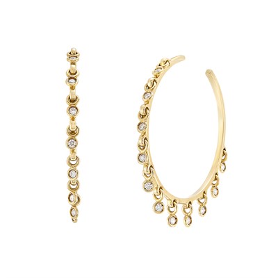 Lot 105 - Pair of Gold and Diamond Fringe Hoop Earrings, Christian Dior, France