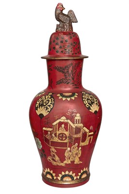 Lot 260 - Pair of Berlin Style Faience Covered Vases...
