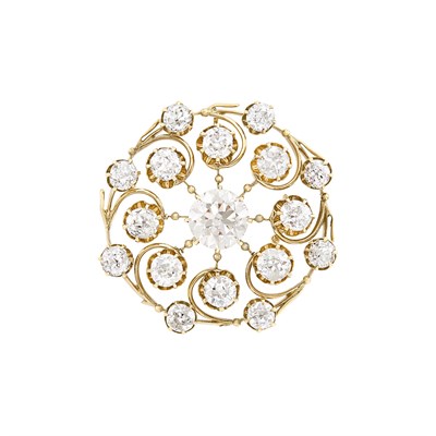 Lot 423 - Antique Gold and Diamond Pendant-Brooch