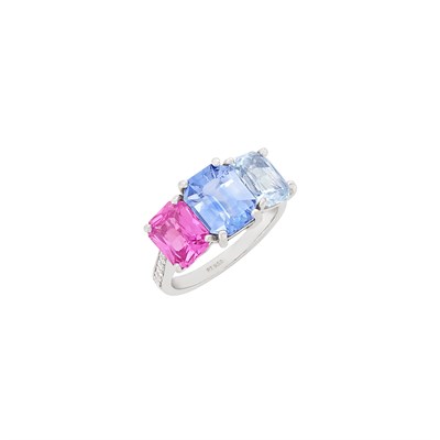Lot 156 - Platinum, Multicolored Sapphire and Diamond Ring, Bulgari