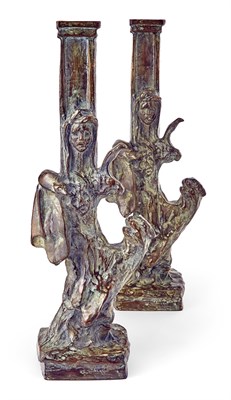 Lot 313 - Pair of Diego Giacometti Patinated-Bronze Le...