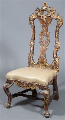 Lot 577 - Set of Four Spanish Walnut and Parcel-Gilt...