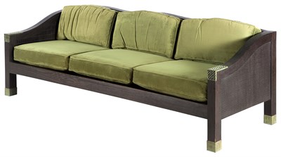 Lot 351 - Louis Cane Upholstered Dark Stained Oak and...