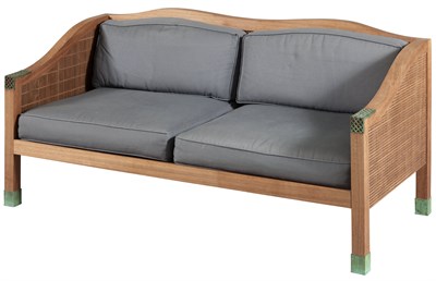Lot 353 - Louis Cane Upholstered Oak and Bronze Sofa...