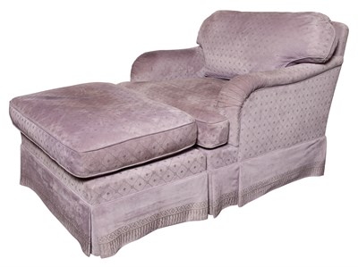 Lot 149 - Suede Upholstered Lounge Chair and Ottoman...