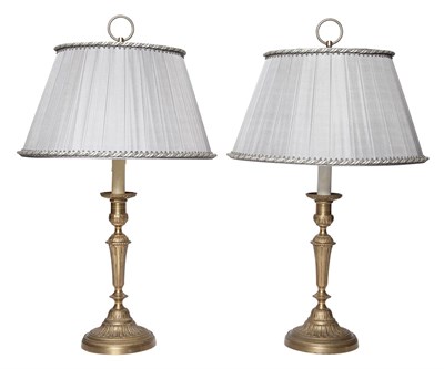 Lot 147 - Pair of Louis XVI Style Gilt-Metal Candlestick...
