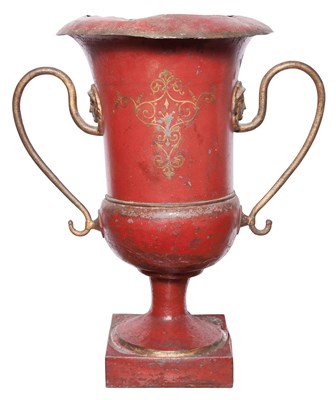 Lot 151 - Classical Style Red Tôle Urn Height 20 inches.