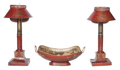 Lot 150 - Group of Red Tôle Articles Comprising a pair...
