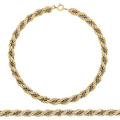 Lot 354 - Two-Color Rope-Twist Gold Necklace and Bracelet, Tiffany & Co.