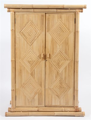 Lot 396 - Bamboo Veneered Armoire Height 6 feet 5 1/2...