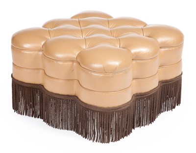 Lot 433 - Leather Button Tufted Upholstered Ottoman...