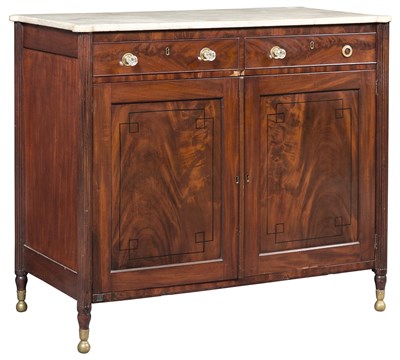 Lot 550 - Federal Marble Top Inlaid Mahogany Side...