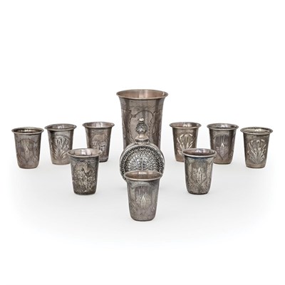 Lot 299 - Group of Ten Russian Silver Beakers; Together...