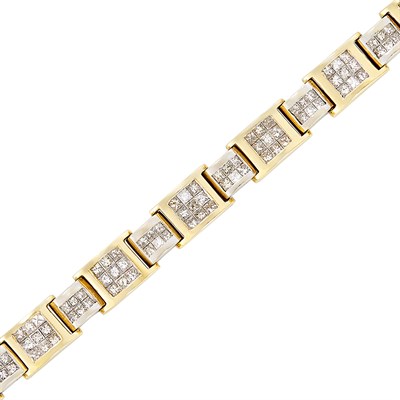 Lot 538 - Two-Color Gold and Diamond Bracelet