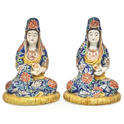 Lot 203 - Pair of Chinese Porcelain Figures of Guanyin...