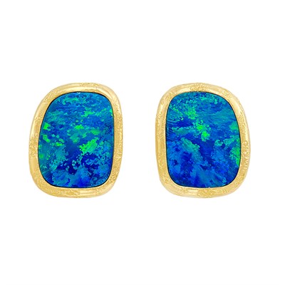 Lot 20 - Pair of Gold and Opal Earrings
