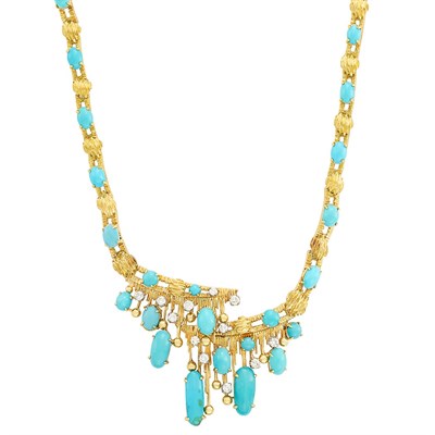 Lot 51 - Gold, Turquoise and Diamond Necklace, Peter Lindeman