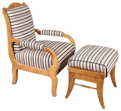 Lot 239 - Biedermeier Birch Armchair; Together with an...