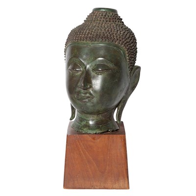Lot 217 - Tibetan Bronze Head of a Buddha on Pedestal...